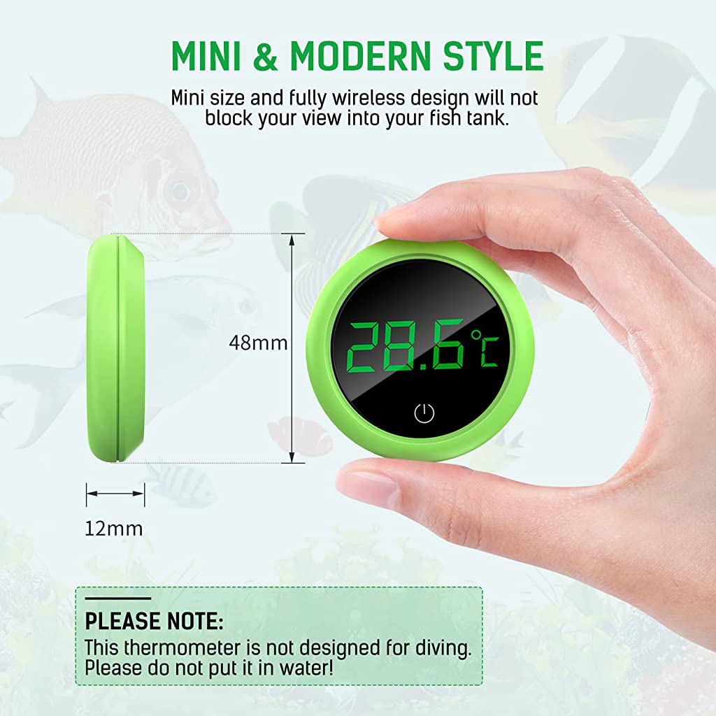 Qpets Wireless LED Aquarium Thermometer, Accurate Temperature Sensor Stick-on Thermometer for Aquariums, Real Time Temperature Sensing Aquarium Thermometer for Aquariums, Terrarium Amphibians Qpets Wireless LED Aquarium Thermometer, Accurate Temperature Sensor Stick-on Thermometer for Aquariums, Real Time Temperature Sensing Aquarium Thermometer for Aquariums, Terrarium Amphibians